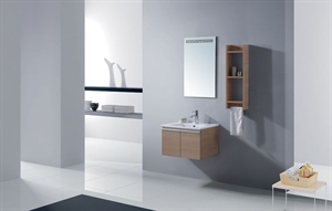 Picture of LANBOR waterproof plywood wall mounted hotel cheap bathroom vanity cabinet with mirror towel rack touchless faucet NT056