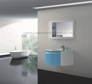 (LANBOR)Wall Mounted Cheap Wood Bathroom mirror Vanity Corner Cabinet with light FS015B