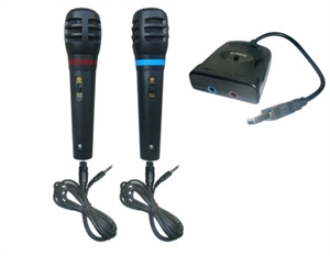 Wii/P3/P2/XBOX360/PC 5in1 Dual Wired Microphone