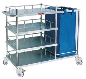 Изображение 4 Layers Stainless Steel Medical Linen Trolleys With Waterproof Dust Bag