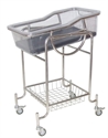 Safety Stainless Steel Hospital Baby Crib With Silent Wheels   Cross Brakes