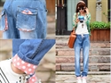 Image de Wholesale 2013 New Blue Color Casual Woman Skinny Jeans G114