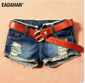 hole design lady jeans shorts JS001