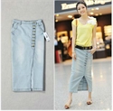 Picture of light colour botton design for girl long jeans skirts LS006