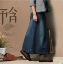 Picture of dark colour long jeans skirts for lady LS001