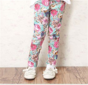 Picture of flower printed child jeans trousers CT006
