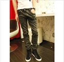 Image de classic snowflake black gray washing slim jeans with high spandex MK006