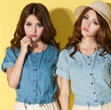 summer season short sleeve denim capelet with round collar WW002