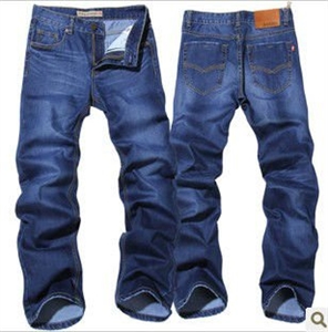 Picture of thick men straight jeans with dark blue colour MS004