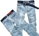 Breathable washing jeans with light blue colour MS003 の画像
