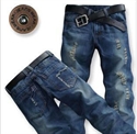 men washed hole jeans FM004 の画像