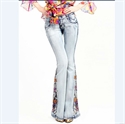 Light colors Embroidered nail bead women jeans FW010