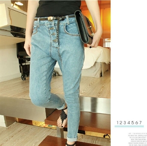 Image de leisure lady jeans with button waist design FW006