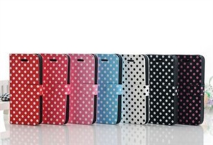 Picture of PU Leather iPhone 5C Protective Cases With 2 Credit Card Slot and Polka Dots