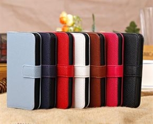 Image de Lychee Folio Leather iPhone 5C Protective Cases for Pouch Wallet Purse Credit Card