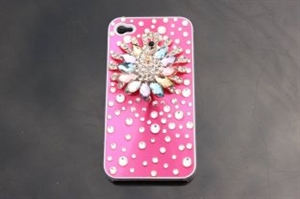 Picture of Personalized Jeweled Peafowl Flower Diamond Apple Bling Bling iPhone 4 4s Cases Back Cover