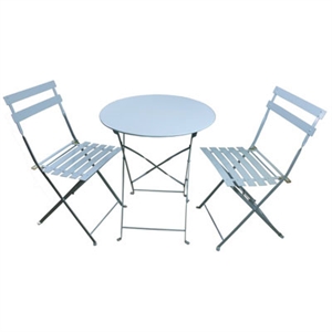 Image de Js.Sky Blue Steel Folding Bistro Set.