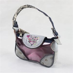 Pale blue silver onion denim fashion bags の画像