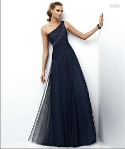 LE36 2012 Hot Sale Custom Made Graceful One Shoulder Pleated Tulle Mother DressLE36