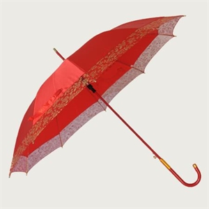 23inch wedding straight umbrella/Red wedding umbrella with lace の画像